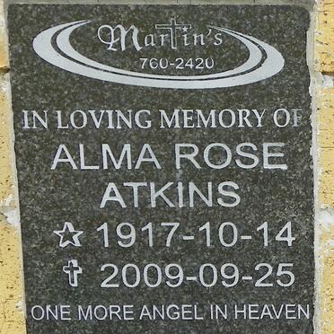 ATKINS Alma Rose 1917-2009