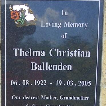 BALLENDEN Thelma Christian 1922-2005