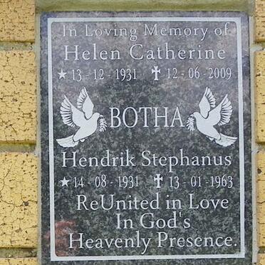 BOTHA Hendrik Stephanus 1931-1963 &amp; Helen Catherine 1931-2009