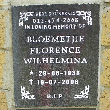 BLOEMETJIE Florence Wilhelmina 1938-2008