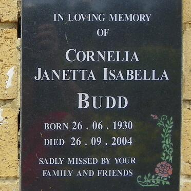 BUDD Cornelia Janetta Isabella 1930-2004