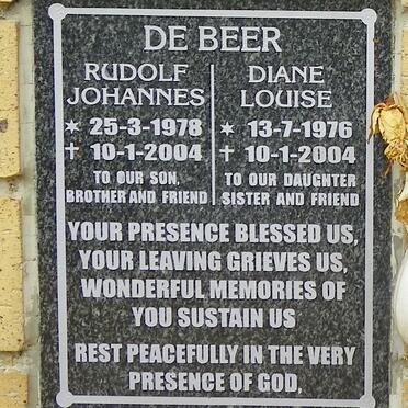 BEER Rudolf Johannes, de 1978-2004 :: DE BEER Diane Louise 1976-2004