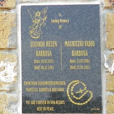 BARBOSA Lucinda Helen 1972-1999 :: BARBOSA Mauritzio Fabio 1993-2015