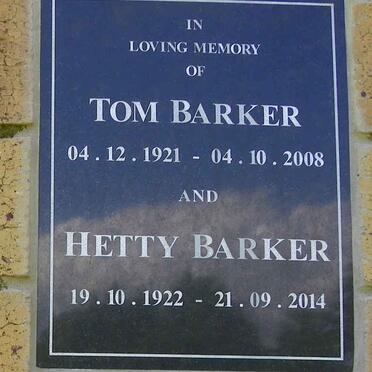 BARKER Tom 1921-2008 &amp; Hetty 1922-2014