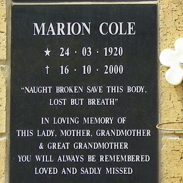 COLE Marion 1920-2000