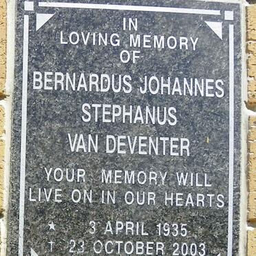 DEVENTER Bernardus Johannes Stephanus, van 1935-2003