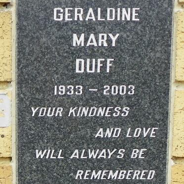 DUFF Geraldine Mary 1933-2003