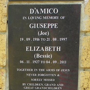 D'AMICO Guiseppe 1916-1997 &amp; Elizabeth 1927-2011