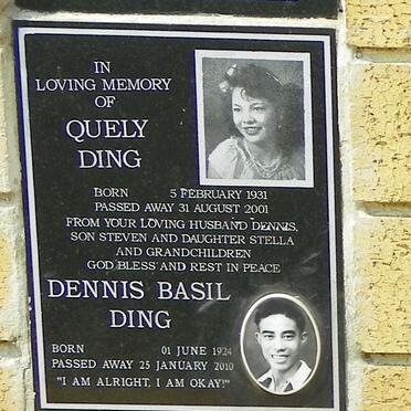 DING Dennis Basil 1924-2010 &amp; Quely 1931-2001