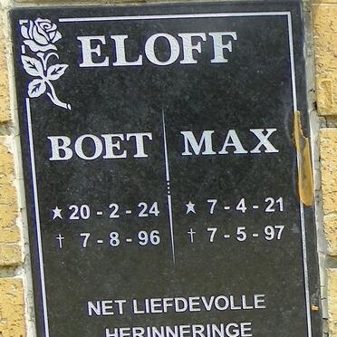 ELOFF Boet 1924-1996 &amp; Max 1921-1997