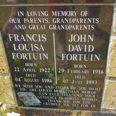FORTUIN John David 1916-1993 &amp; Francis Louisa 1922-1986