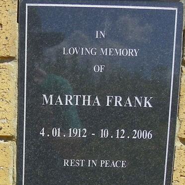 FRANK Martha 1912-2006
