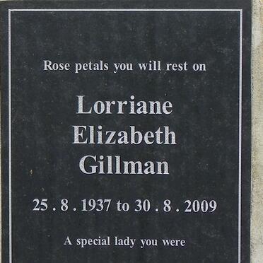 GILLMAN Lorriane Elizabeth 1937-2009