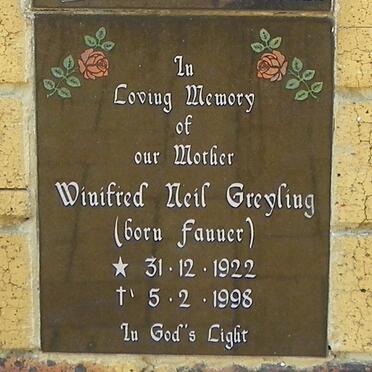 GREYLING Winifred Neil nee FANNER 1922-1998