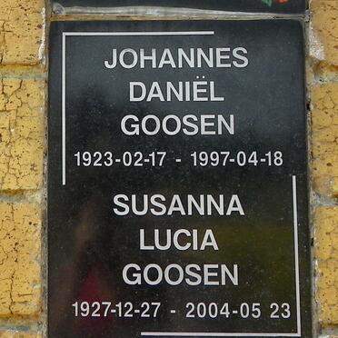 GOOSEN Johannes Daniël 1923-1997 &amp; Susanna Lucia 1927-2004