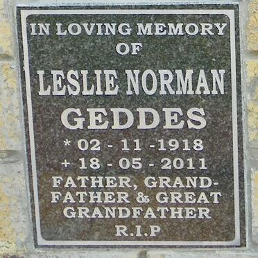 GEDDES Leslie Norman 1918-2011