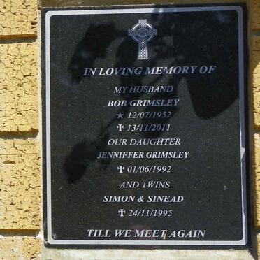 GRIMSLEY Bob 1952-2011 :: GRIMSLEY Jenniffer -1992 :: GRIMSLEY Simon -1995 :: GRIMSLEY Sinead -1995