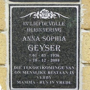 GEYSER Anna Sophia 1936-2008