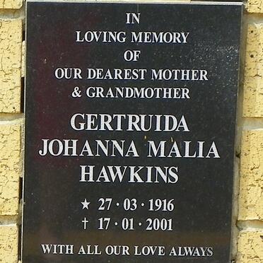 HAWKINS Gertruida Johanna Malia 1916-2001