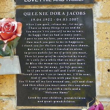 JACOBS Queenie Dora 1922-2007