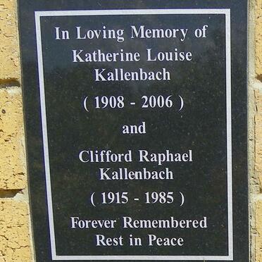 KALLENBACH Clifford Raphael 1915-1985 &amp; Katherine Louise 1908-2006
