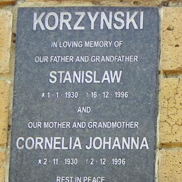 KORZYNSKI Stanislaw 1930-1996 &amp; Cornelia Johanna 1930-1996