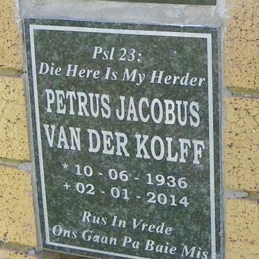KOLFF Petrus Jacobus, van der 1936-2014