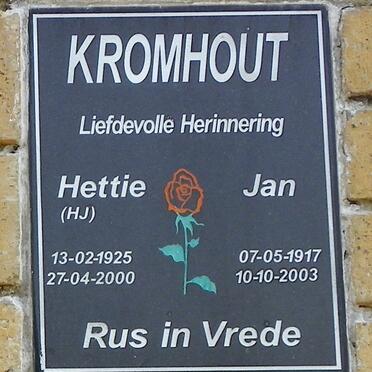 KROMHOUT Jan 1917-2003 &amp; H.J. 1925-2000
