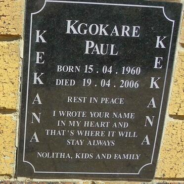KEKANE Kgokare Paul 1960-2006