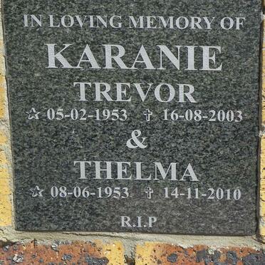 KARANIE Trevor 1953-2003 &amp; Thelma 1953-2010