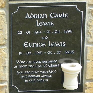 LEWIS Adrian Earle 1914-1998 &amp; Eunice 1921-2015