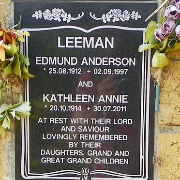 LEEMAN Edmund Anderson 1912-1997 &amp; Kathleen Annie 1914-2011