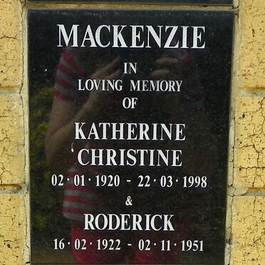 MACKENZIE Rodrick 1922-1951 &amp; Katherine Christine 1920-1998