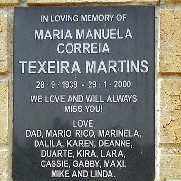 MARTINS Maria Manuela Correia, TEXEIRA 1939-2000