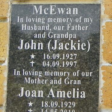 McEWAN John 1927-1997 &amp; Joan Amelia 1929-2010