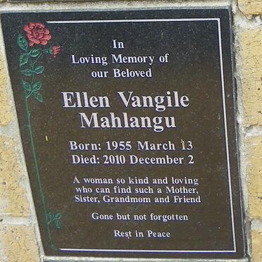 MAHLANGU Ellen Vangile 1955-2010