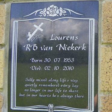 NIEKERK Lourens R.B., van 1953-2010