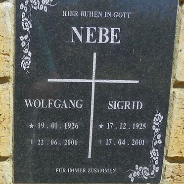 NEBE Wolfgang 1926-2006 &amp; Sigrid 1925-2001
