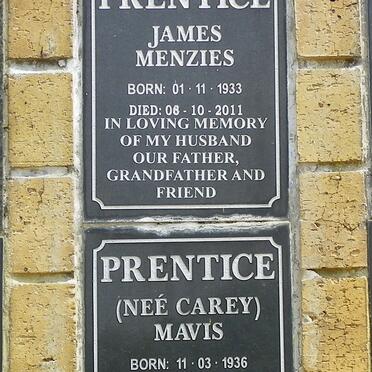 PRENTICE James Menzies 1933-2011 &amp; Mavis CAREY 1936-1999