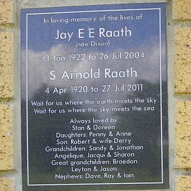 RAATH S. Arnold 1920-2011 &amp; Jay E.E. DIXON 1922-2004