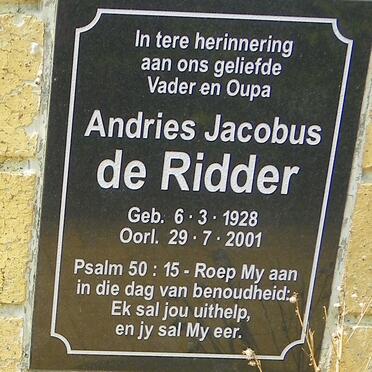 RIDDER Andries Jacobus, de 1928-2001