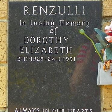 RENZULLI Dorothy Elizabeth 1929-1991