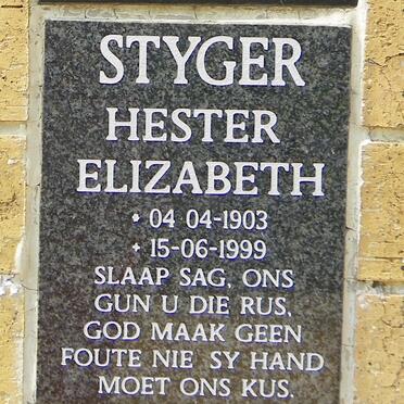 STYGER Hester Elizabeth 1903-1999