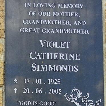 SIMMONDS Violet Catherine 1925-2005