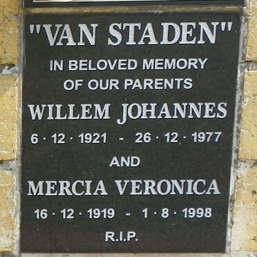 STADEN Willem Johannes, van 1921-1977 &amp; Mercia Veronica 1919-1998