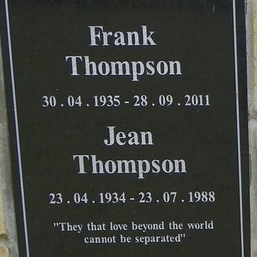 THOMPSON Frank 1935-2011 &amp; Jean 1934-1988