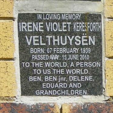 VELTHUYSËN Irene Violet Keresforth 1939-2010