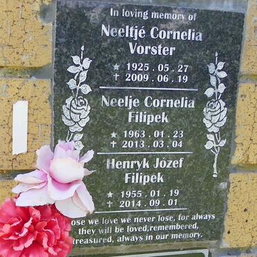 VORSTER Neeltje Cornelia 1924-2009 :: FILIPEK Henryk Josef 1955-2014 :: FILIPEK Neelje Cornelia 1963-2013