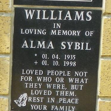 WILLIAMS Alma Sybil 1935-1998