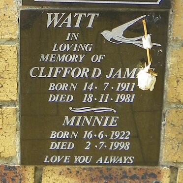 WATT Clifford James 1911-1981 &amp; Minnie 1922-1998